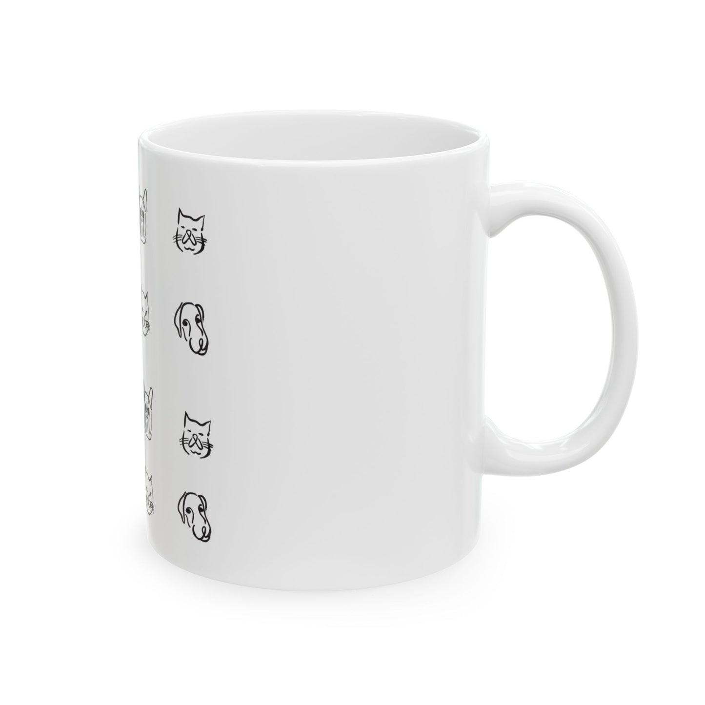Minimal Pet Faces Ceramic Mug — Cute Dog & Cat Line Art (11oz, 15oz)
