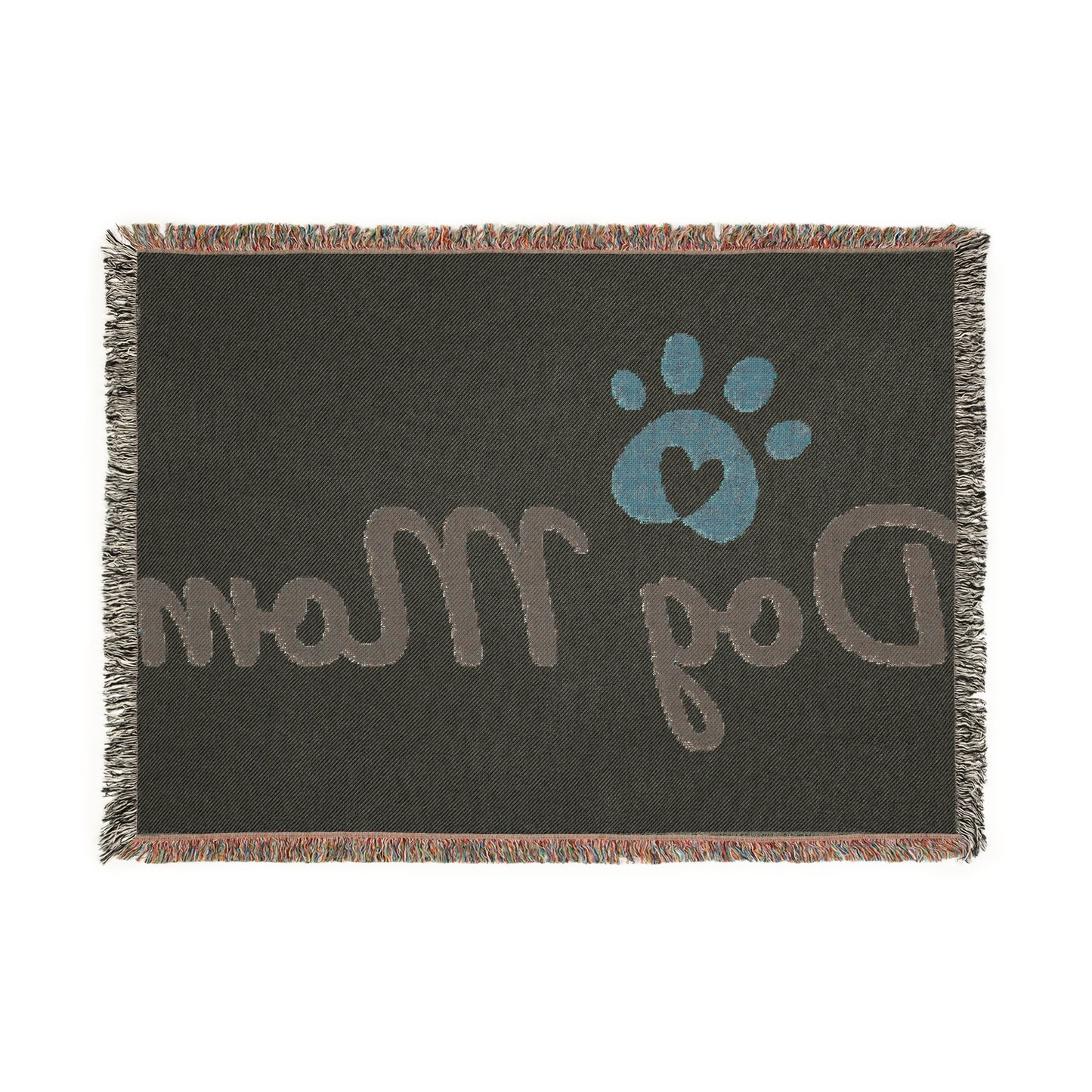 Dog Mom Woven Blanket — Cozy Paw Print Throw for Pet Lovers