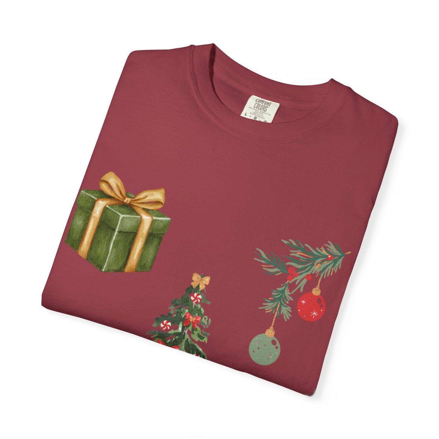 Christmas Icons T-Shirt — Holiday Tree, Gifts & Dachshund Dog Design