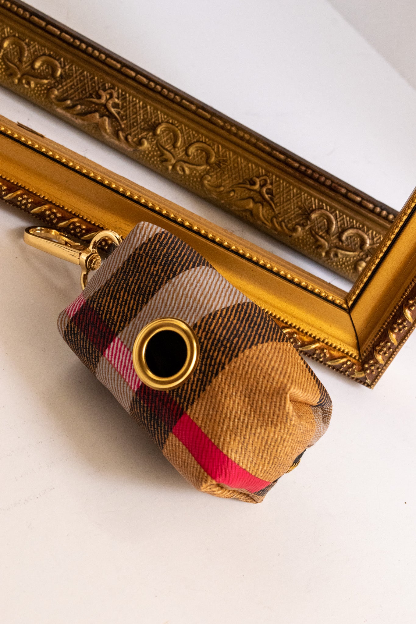 Burberry Plaid Leather Dog Poop Bag Holder