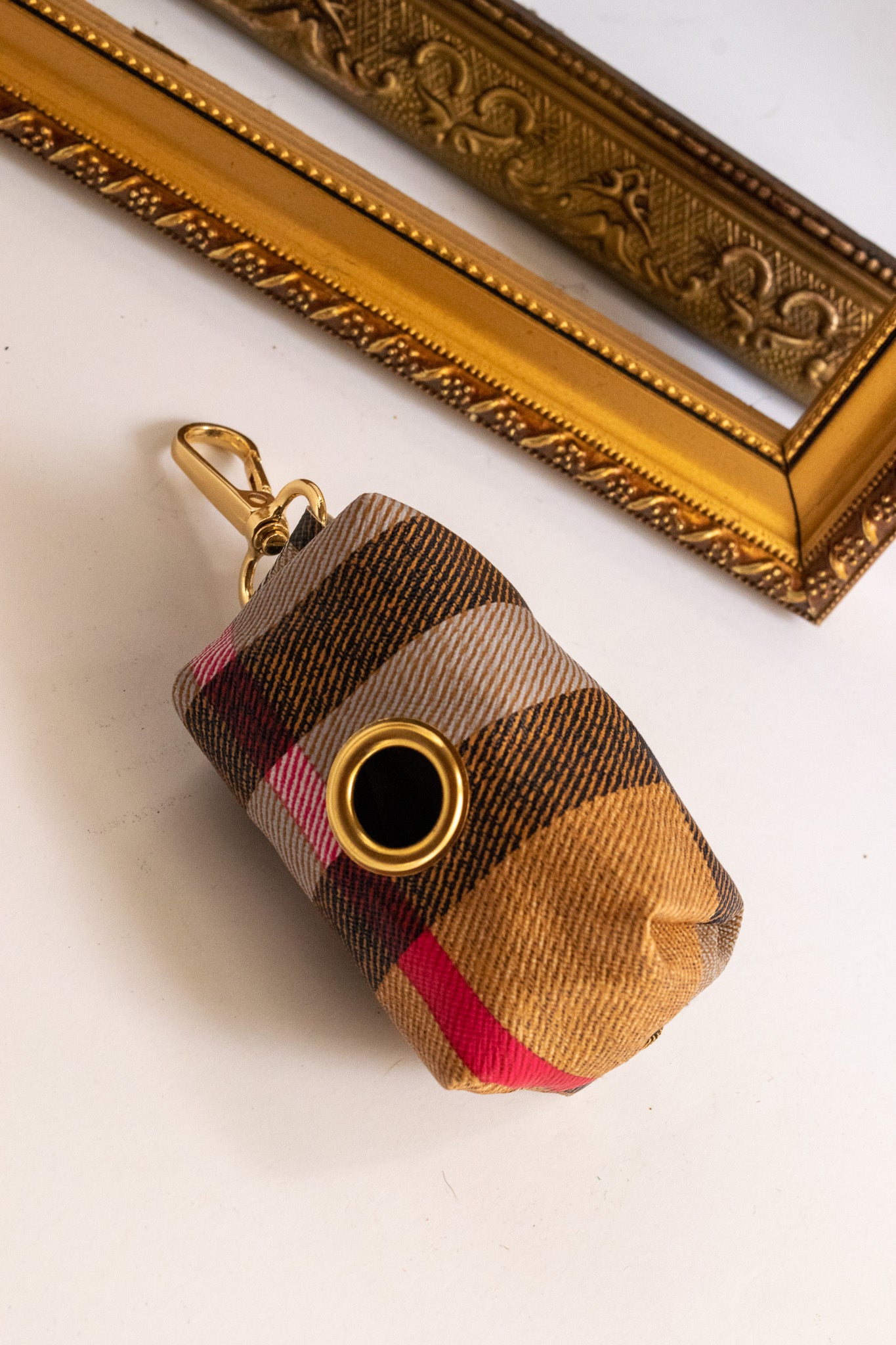 Burberry Plaid Leather Dog Poop Bag Holder