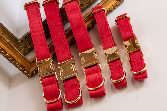 Ruby Red Velvet Dog Collars