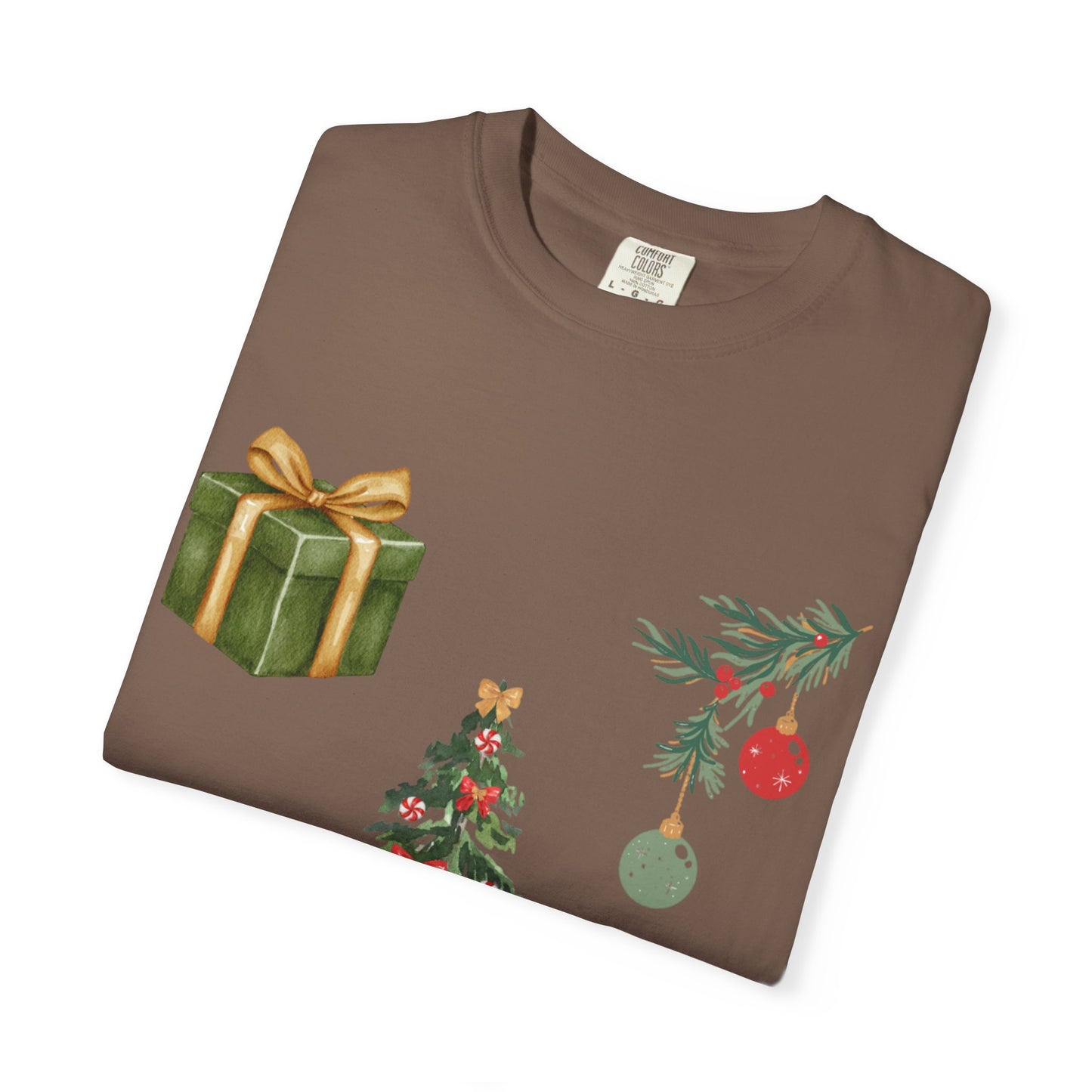Christmas Icons T-Shirt — Holiday Tree, Gifts & Dachshund Dog Design