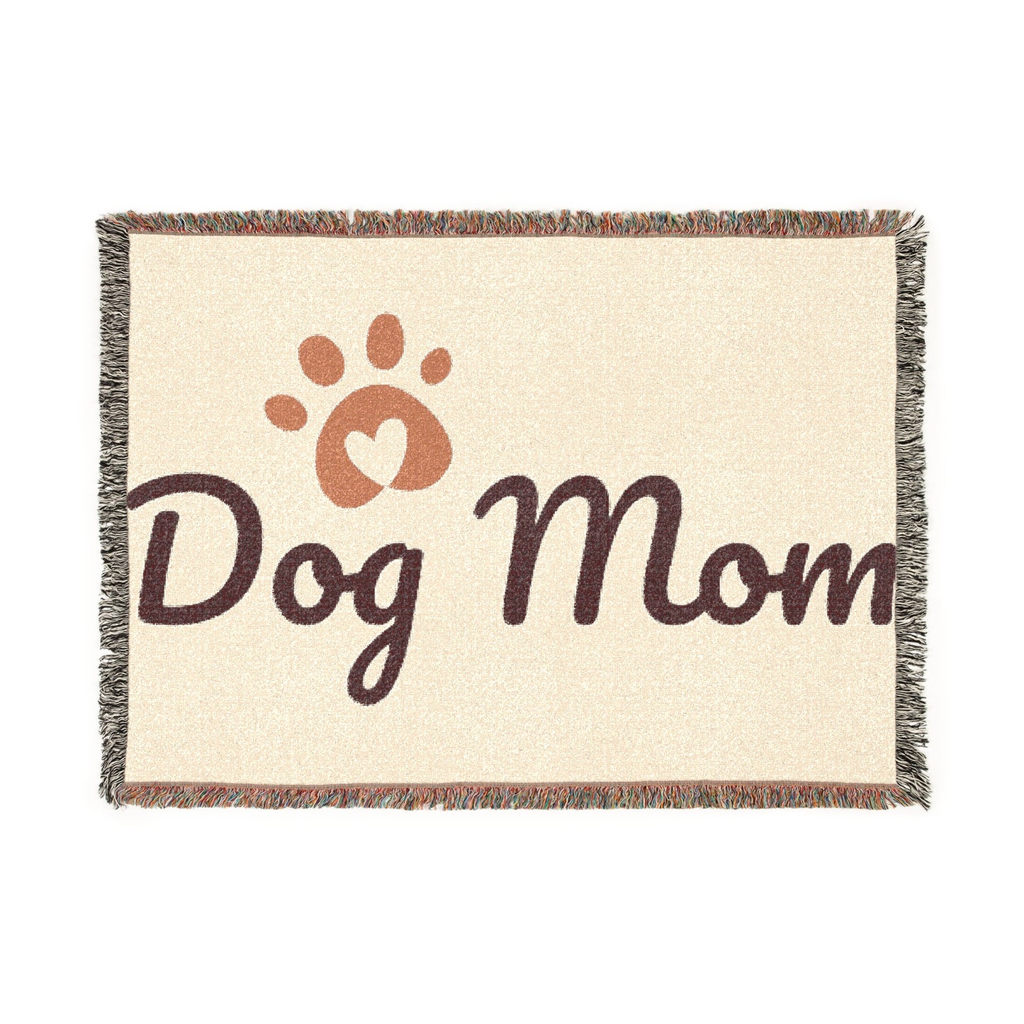 Dog Mom Woven Blanket — Cozy Paw Print Throw for Pet Lovers