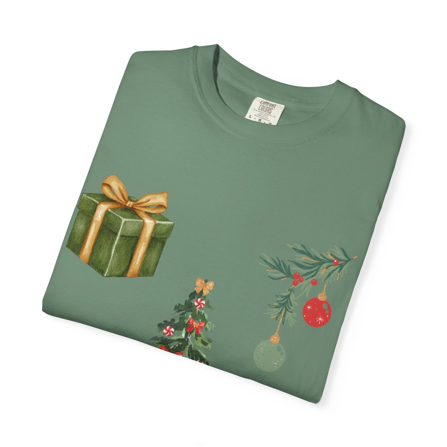Christmas Icons T-Shirt — Holiday Tree, Gifts & Dachshund Dog Design