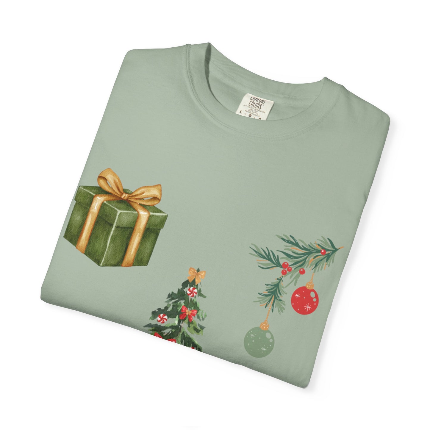 Christmas Icons T-Shirt — Holiday Tree, Gifts & Dachshund Dog Design