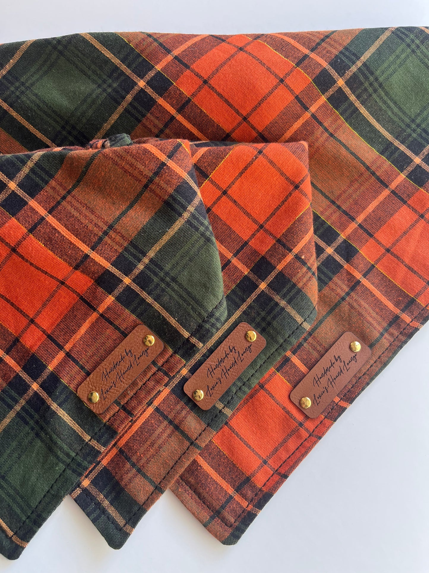 Orange Green Plaid Bandana