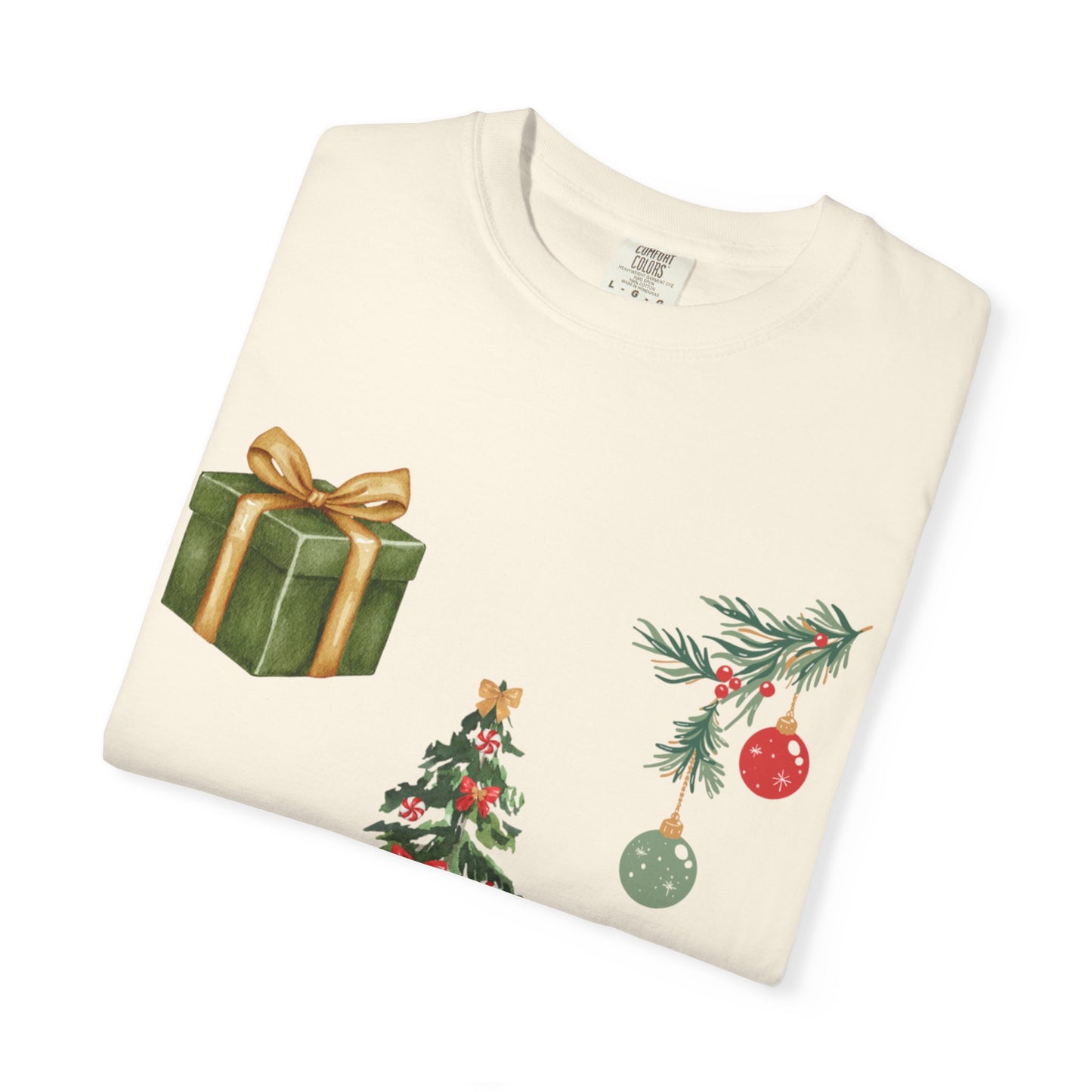 Christmas Icons T-Shirt — Holiday Tree, Gifts & Dachshund Dog Design