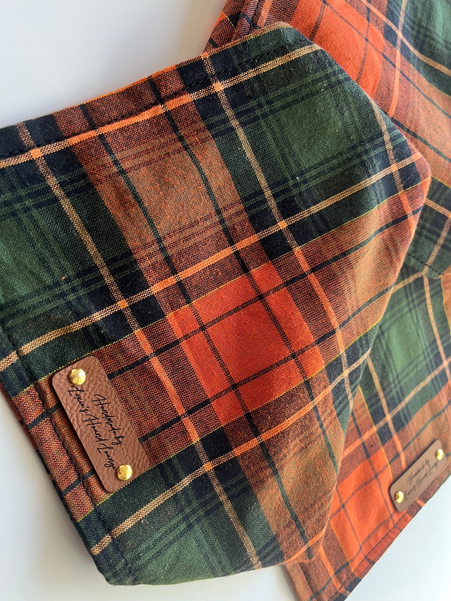 Orange Green Plaid Bandana