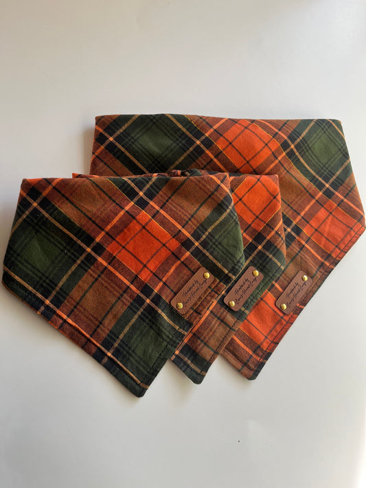 Orange Green Plaid Bandana