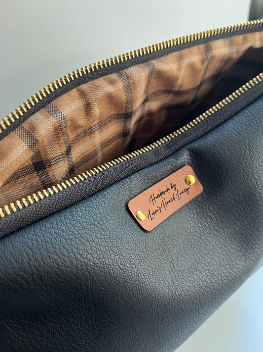 Faux Leather Plaid Pouch